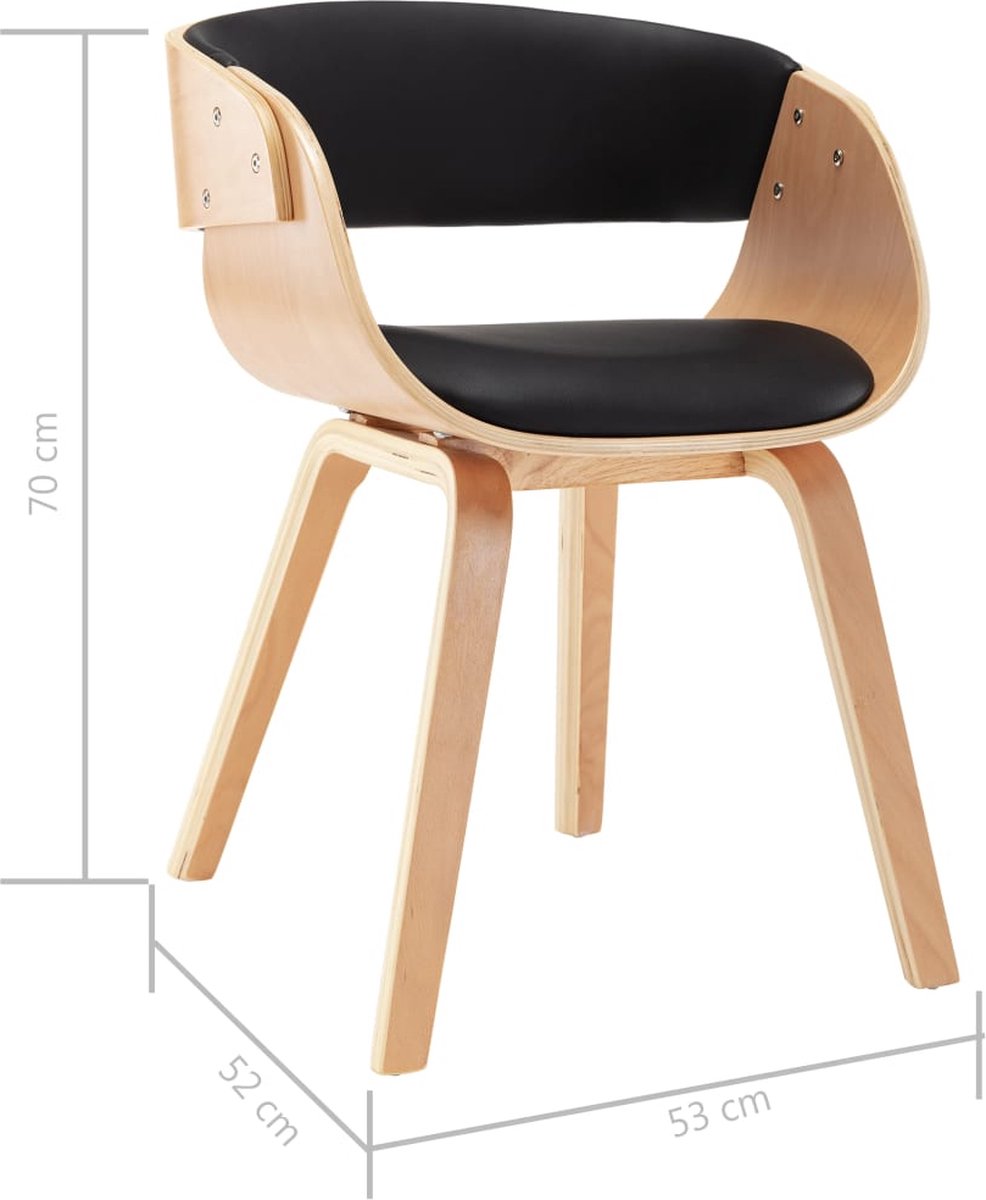 Vidaxl Eetkamerstoelen 6 St Gebogen Hout En Kunstleer - Zwart