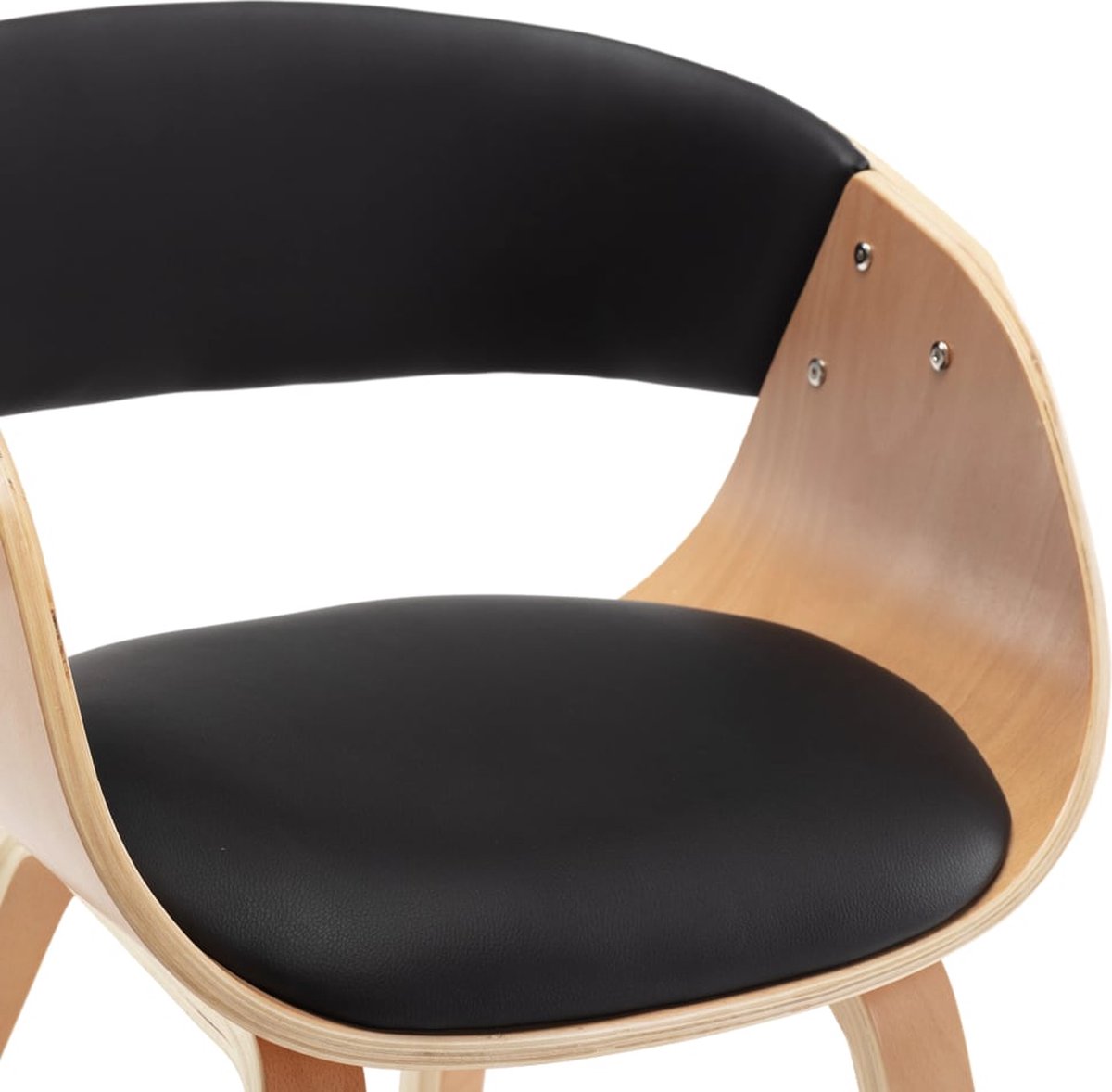 Vidaxl Eetkamerstoelen 6 St Gebogen Hout En Kunstleer - Zwart