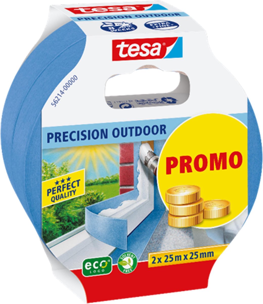 Tesa Washi Outdoor Afplakband - 2 Stuks - 2 X 25mm - 25m