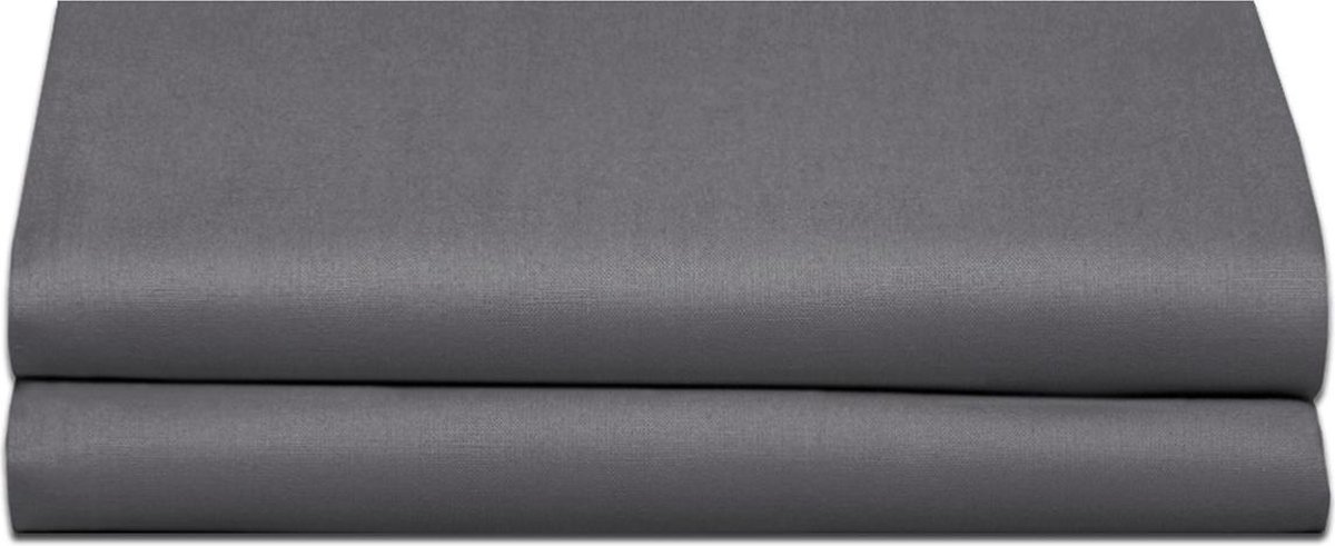 Cinderella Basic Percaline Katoen Kussenslopen (Set Van 2) - 100% Percaline Katoen - 40x80 Cm - Anthracite - Grijs
