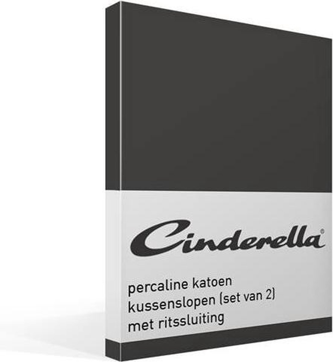 Cinderella Basic Percaline Katoen Kussenslopen (Set Van 2) - 100% Percaline Katoen - 40x80 Cm - Anthracite - Grijs