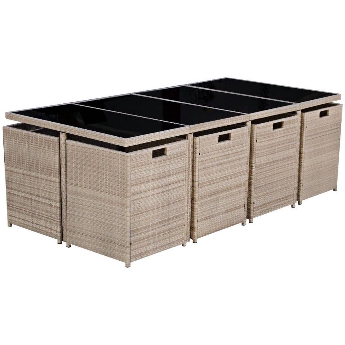 Vidaxl 13-delige Tuinset Met Kussens Poly Rattan - Beige