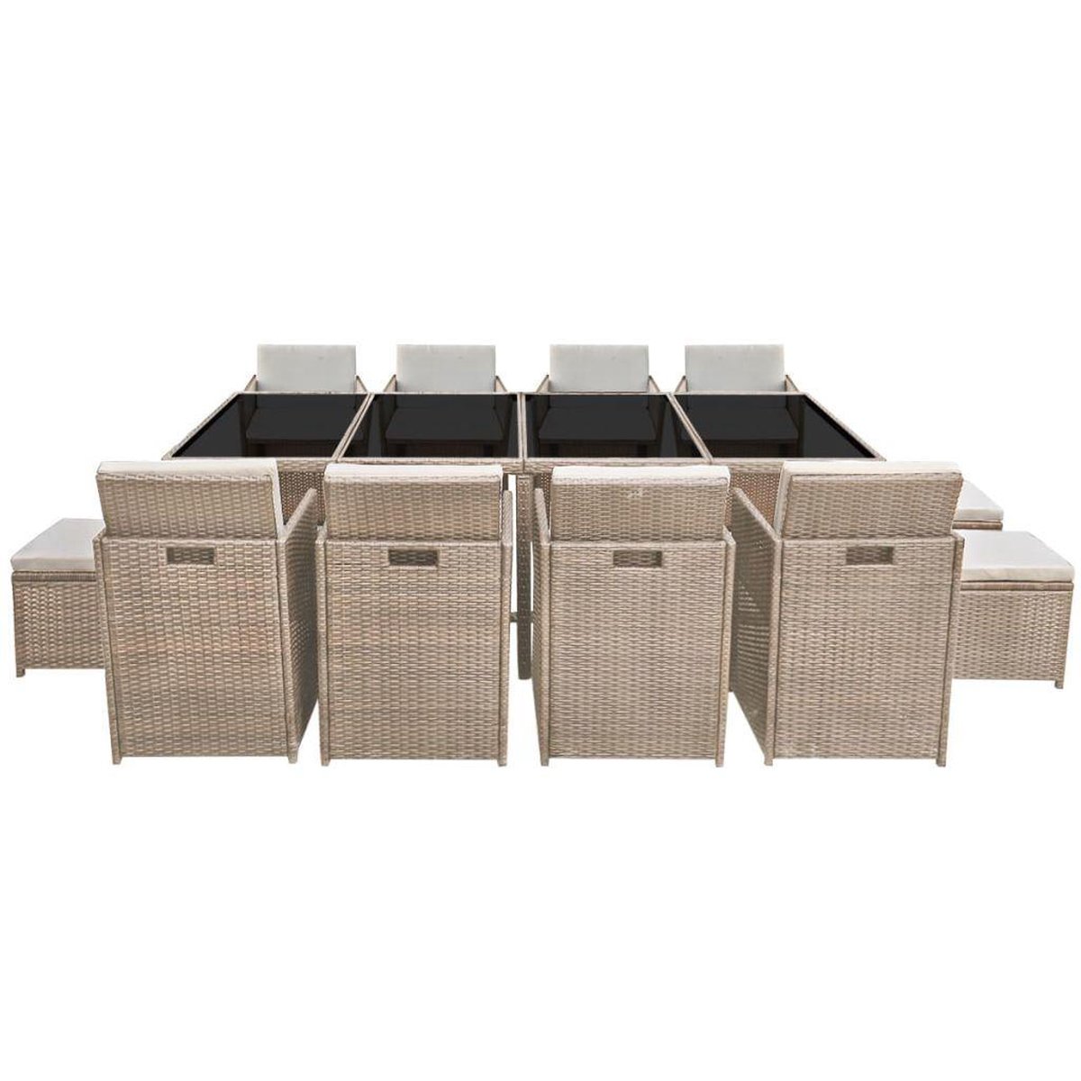 Vidaxl 13-delige Tuinset Met Kussens Poly Rattan - Beige