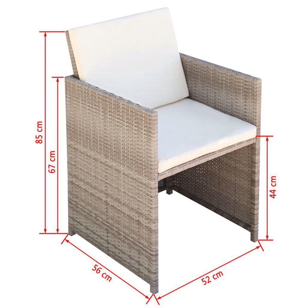 Vidaxl 13-delige Tuinset Met Kussens Poly Rattan - Beige