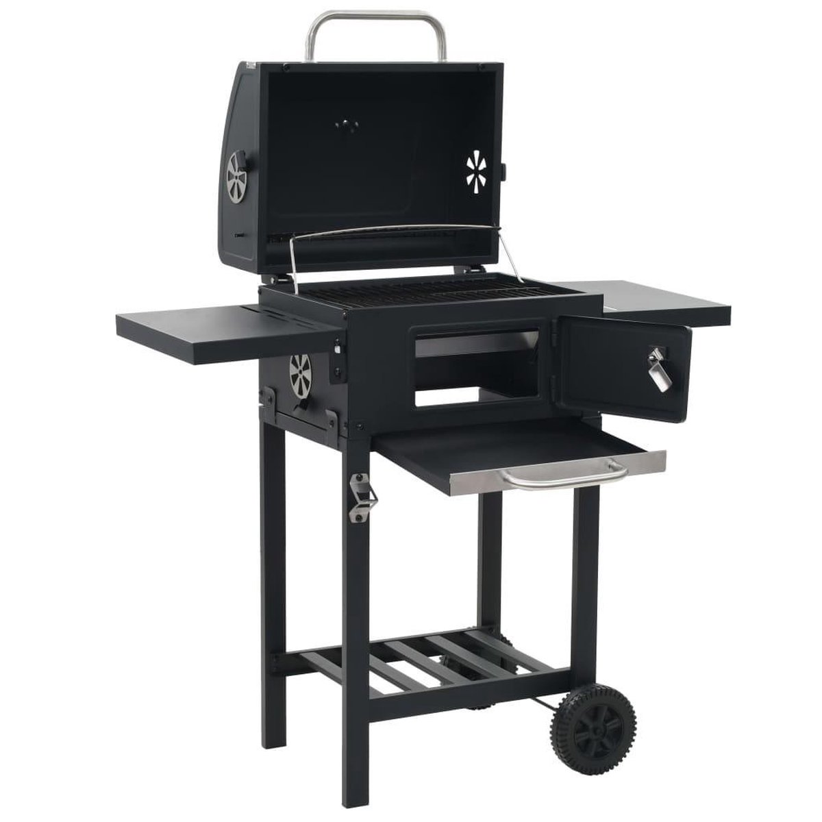 Vidaxl Houtskoolbarbecue Met Onderplank - Zwart