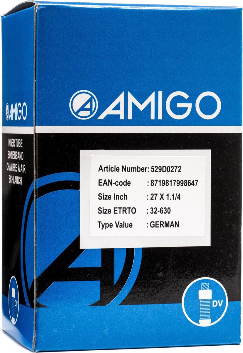Amigo Binnenband 27 X 1 1/4 (32-630) Dv 45 Mm - Zwart