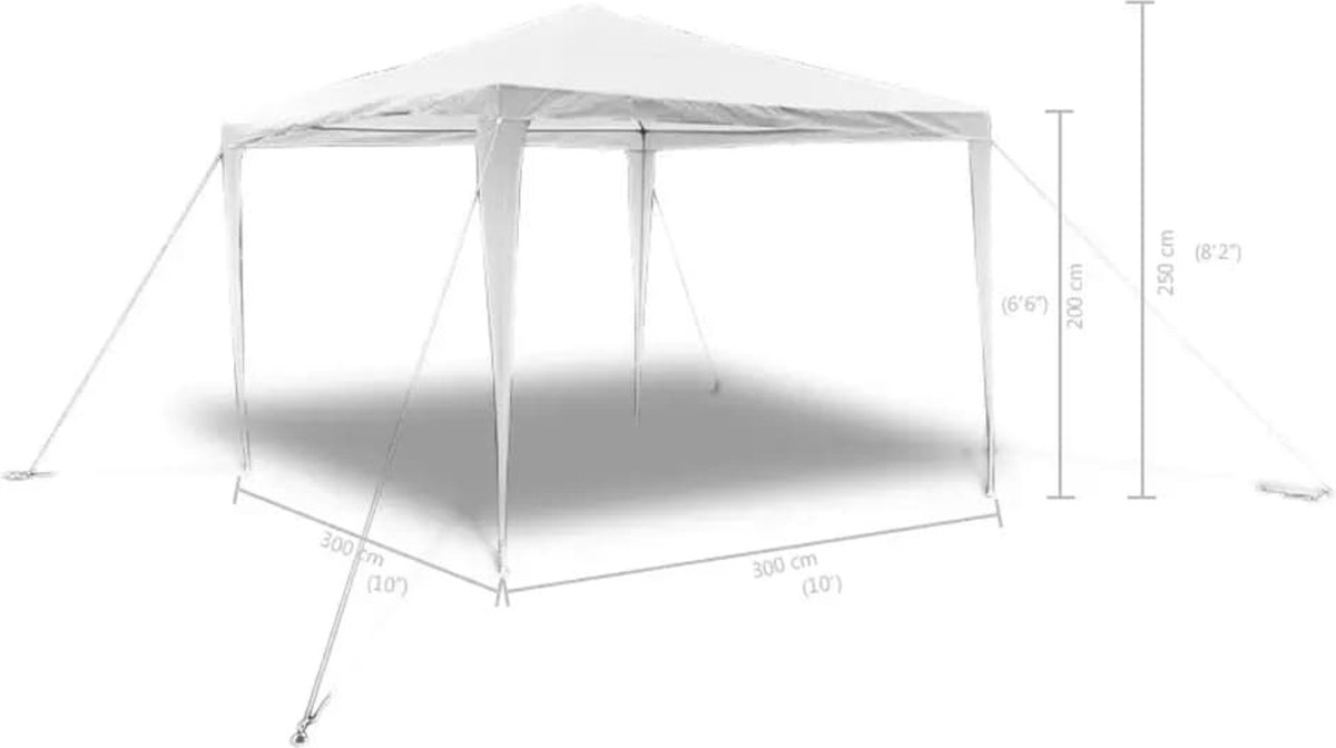 Vidaxl Tuinprieel Met Piramidedak 3x3 M - Wit