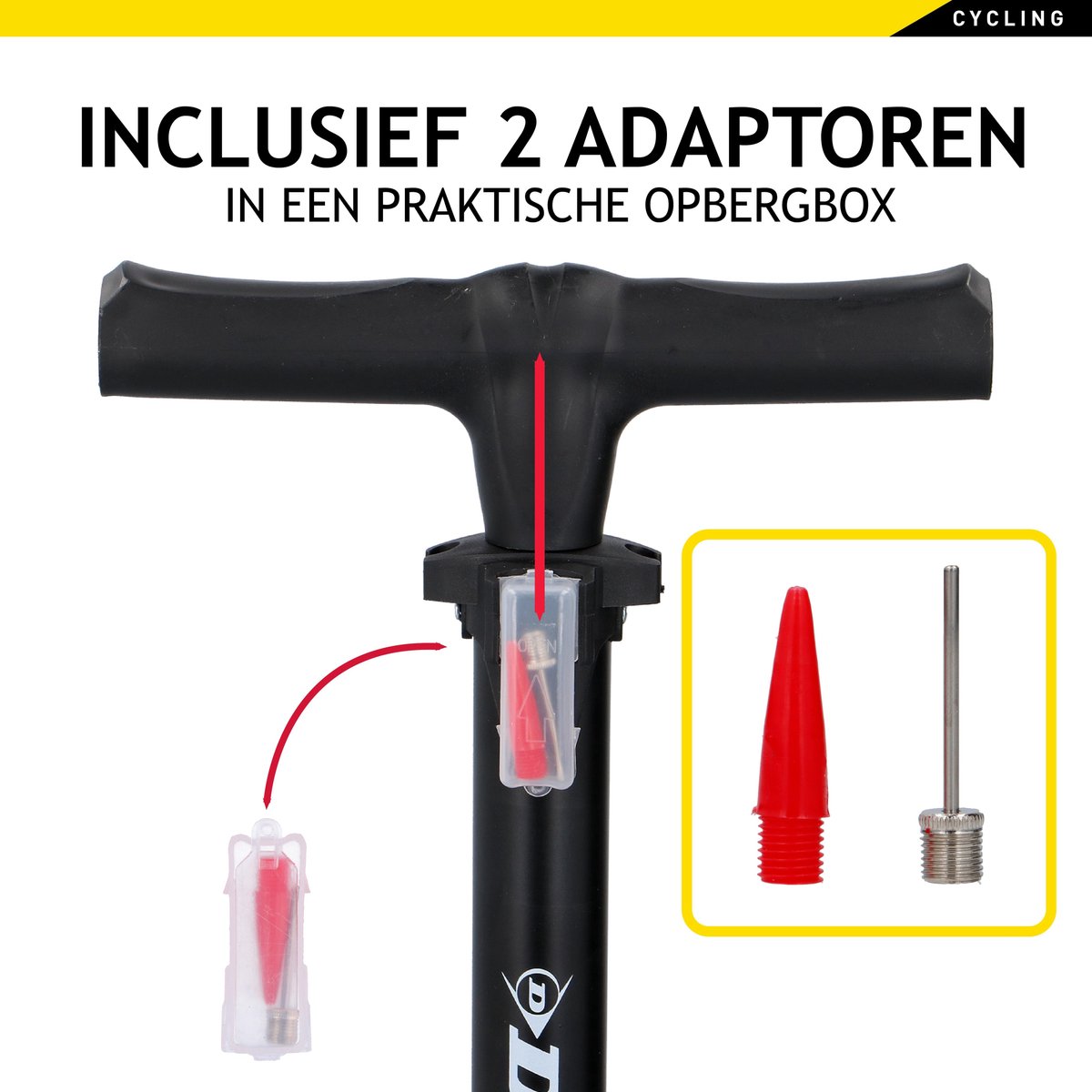 Dunlop Fietspomp - 63 Cm Hoog - 2 Ventielen - Sta-pomp - Zwart