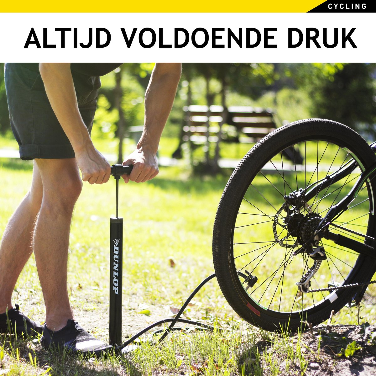 Dunlop Fietspomp - 63 Cm Hoog - 2 Ventielen - Sta-pomp - Zwart