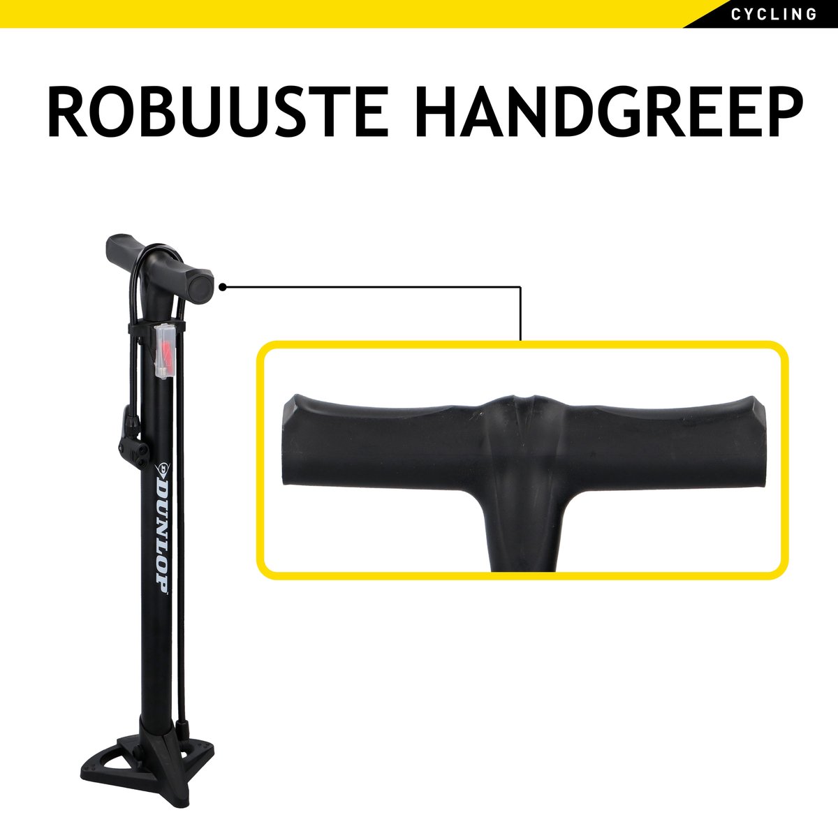 Dunlop Fietspomp - 63 Cm Hoog - 2 Ventielen - Sta-pomp - Zwart