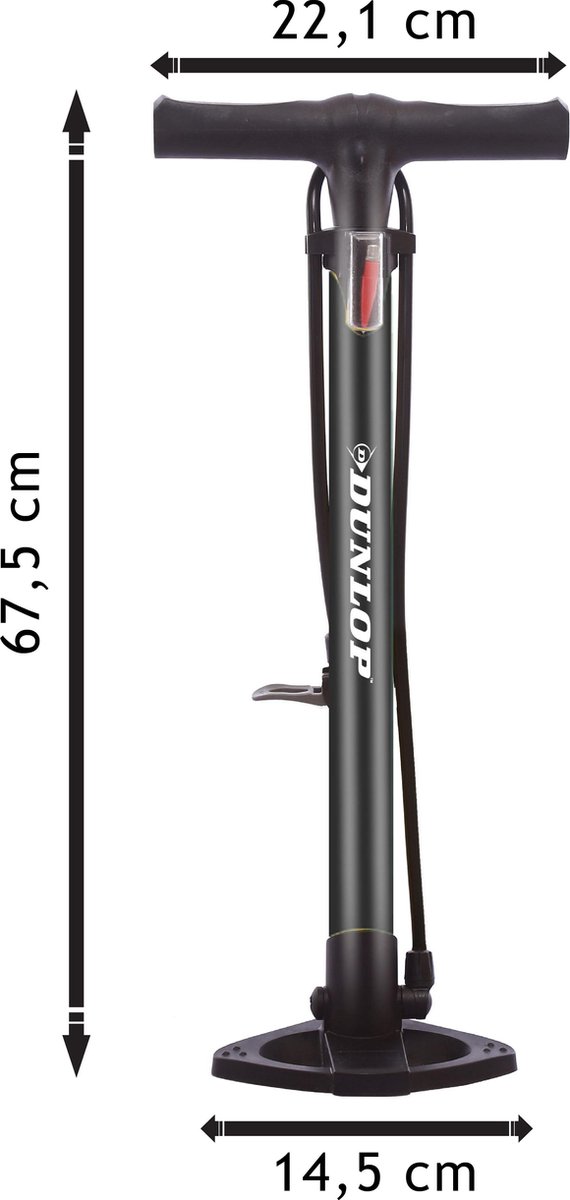 Dunlop Fietspomp - 63 Cm Hoog - 2 Ventielen - Sta-pomp - Zwart