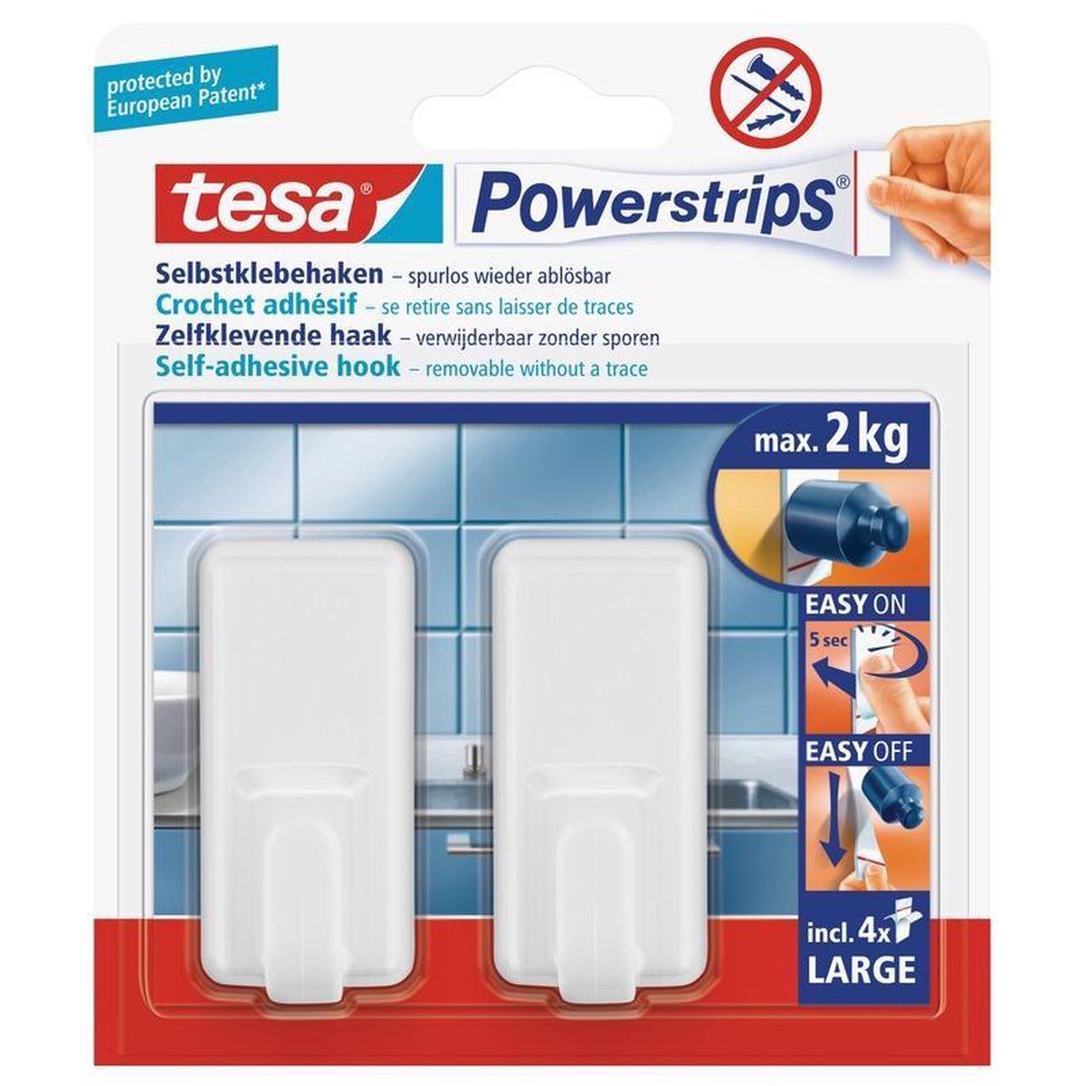 Tesa Powerstrips Haken Classic Large 2 Stuks - Wit