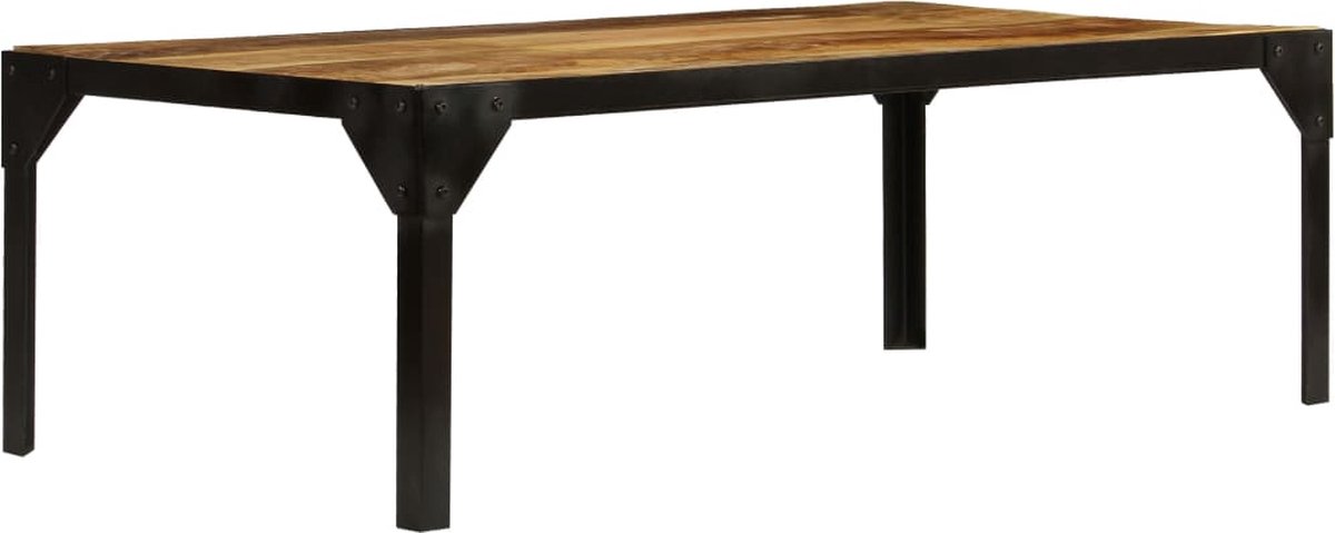 Vidaxl Salontafel 110 Cm Massief Ruw Mangohout En Staal - Marrón