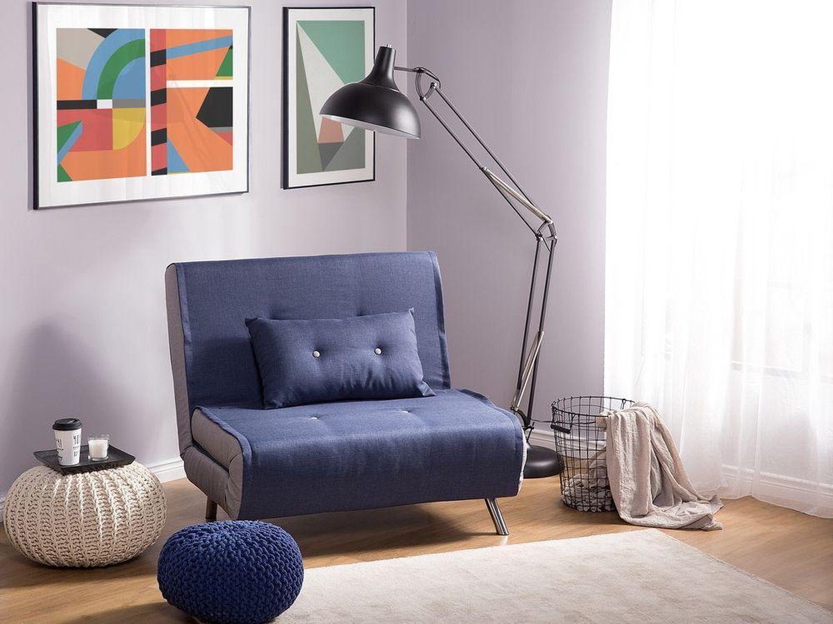 Beliani Farris Slaapbank Polyester 87 X 100 Cm - Blauw