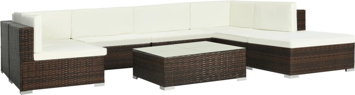 Vidaxl 8-delige Loungeset Met Kussens Poly Rattan - Bruin