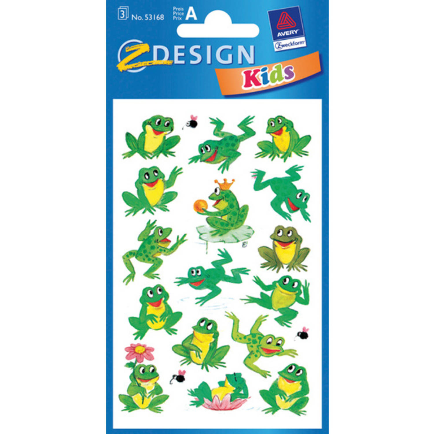 Avery Papieretiket Z-design Kids Pakje A 3 Vel Kikkers - Groen