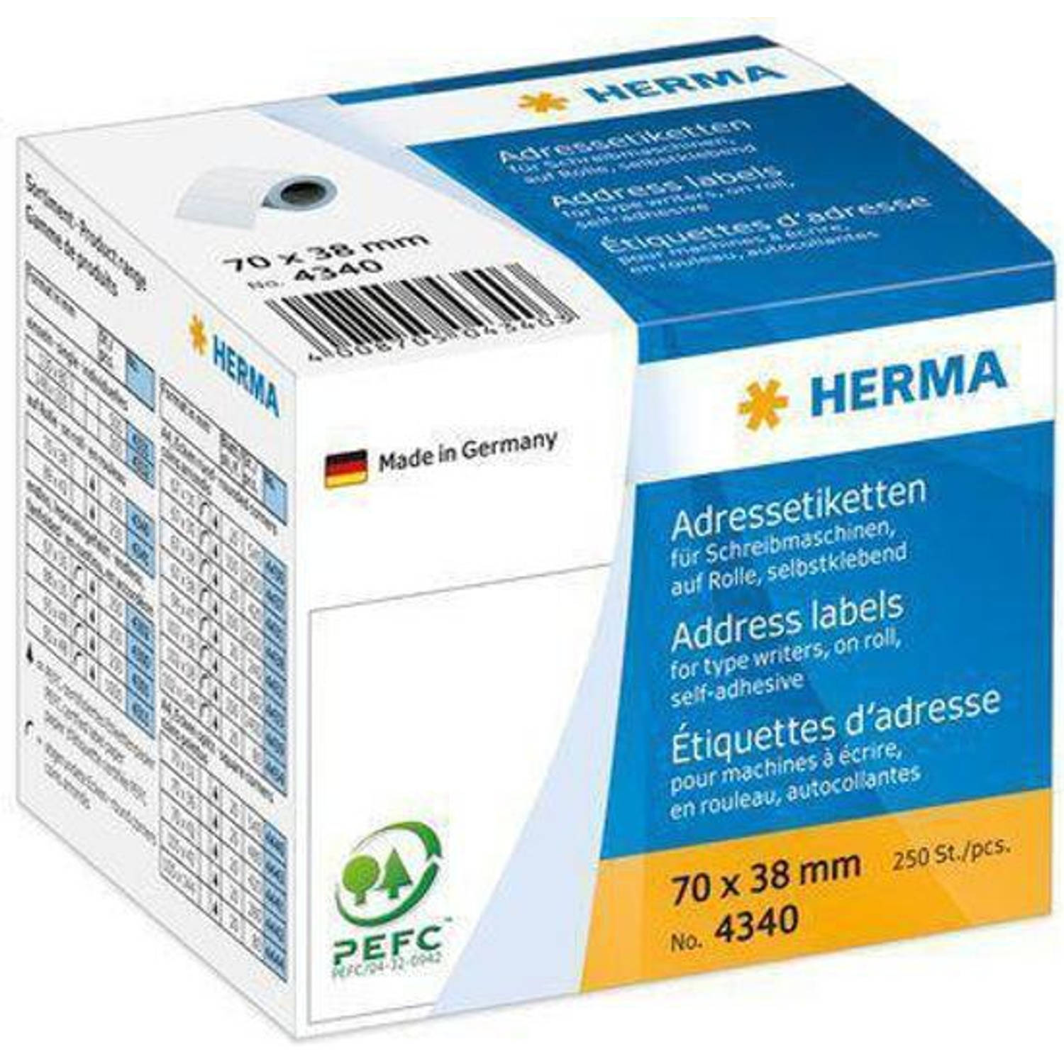 Herma Adress-etiketten, 70 X 38 Mm, Endlos, Weiß