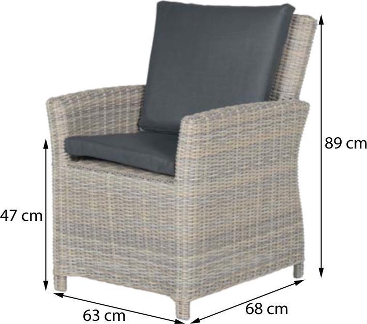 Garden Impressions - Vancouver Dining Stoel - Vintage Willow - Grijs