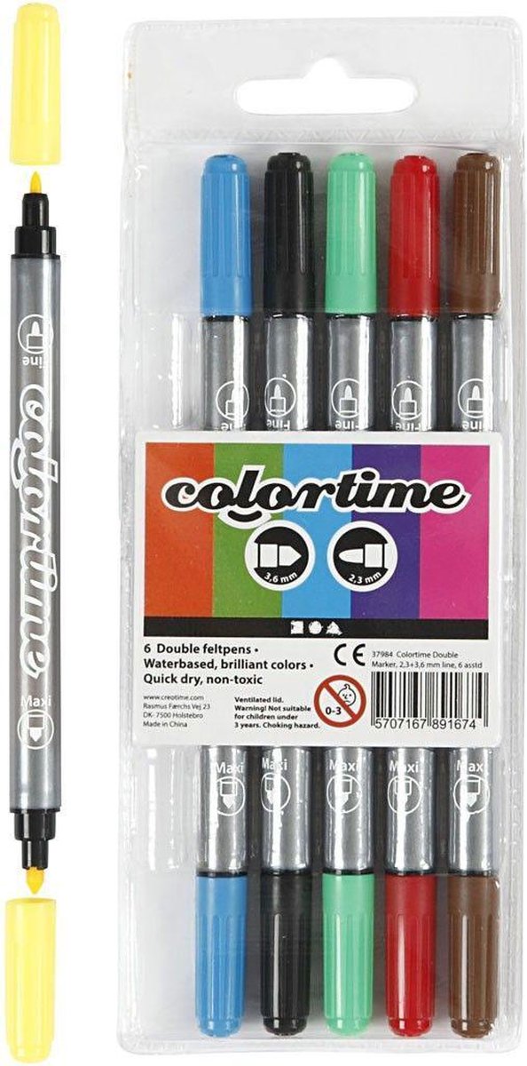 Creotime Colortime Dubbelstiften 6 Stuks