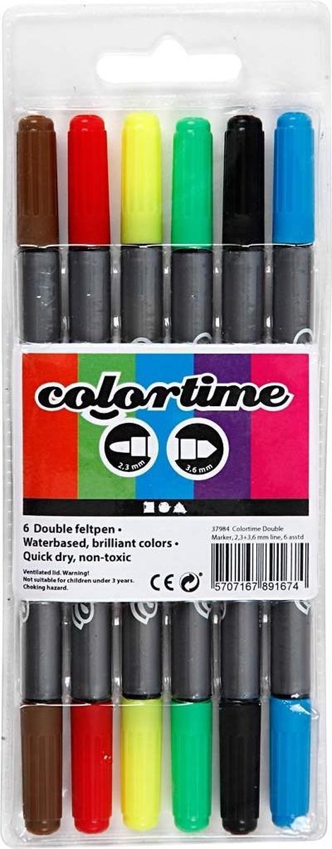 Creotime Colortime Dubbelstiften 6 Stuks