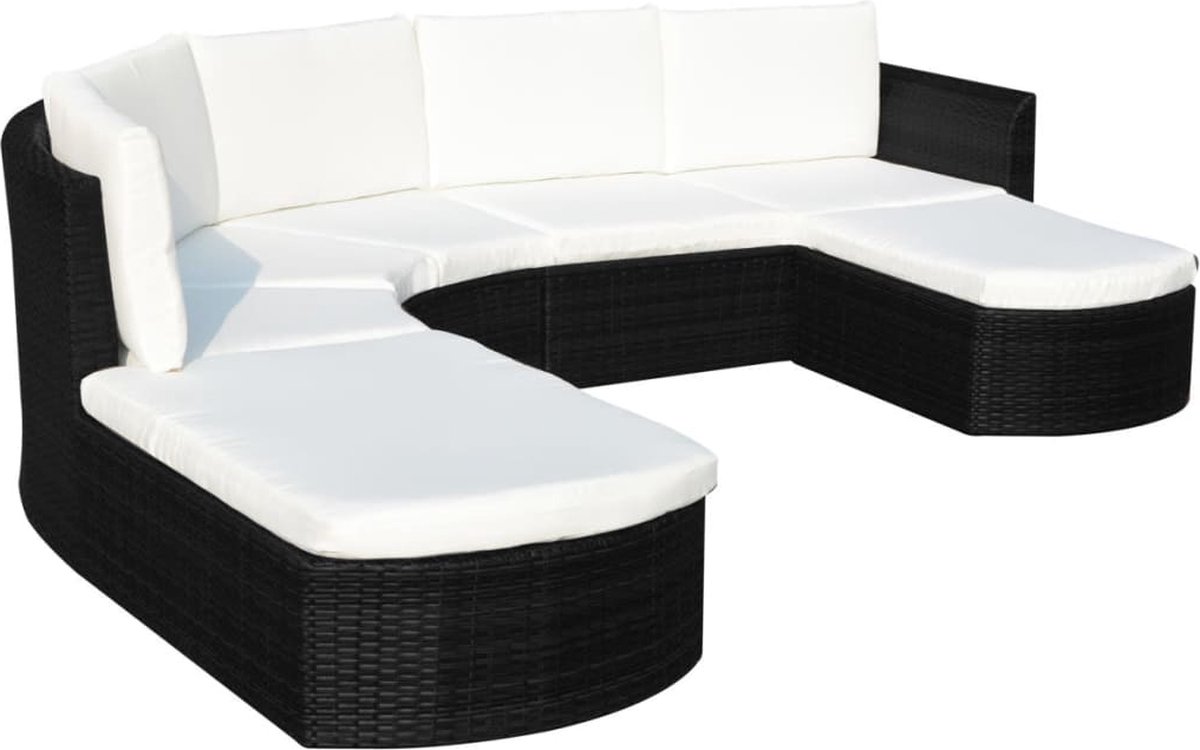 Vidaxl 4-delige Loungeset Met Kussens Poly Rattan - Zwart