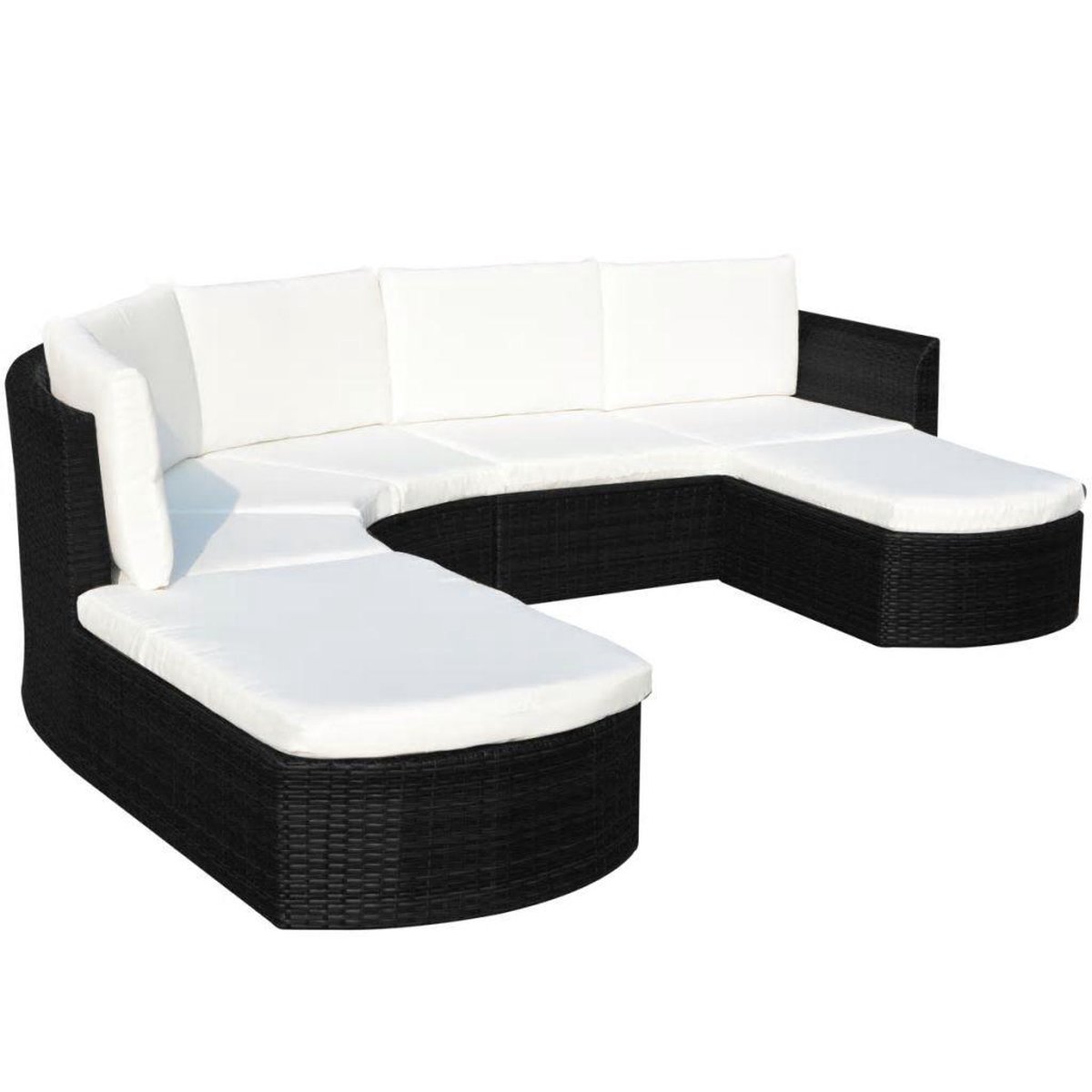 Vidaxl 4-delige Loungeset Met Kussens Poly Rattan - Zwart