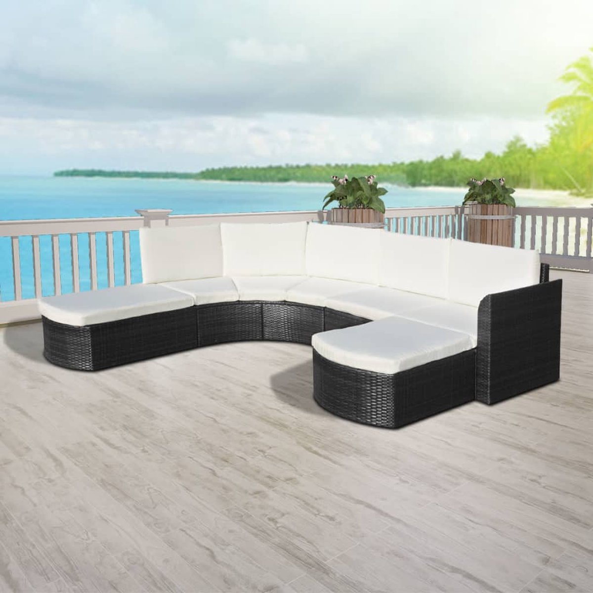 Vidaxl 4-delige Loungeset Met Kussens Poly Rattan - Zwart