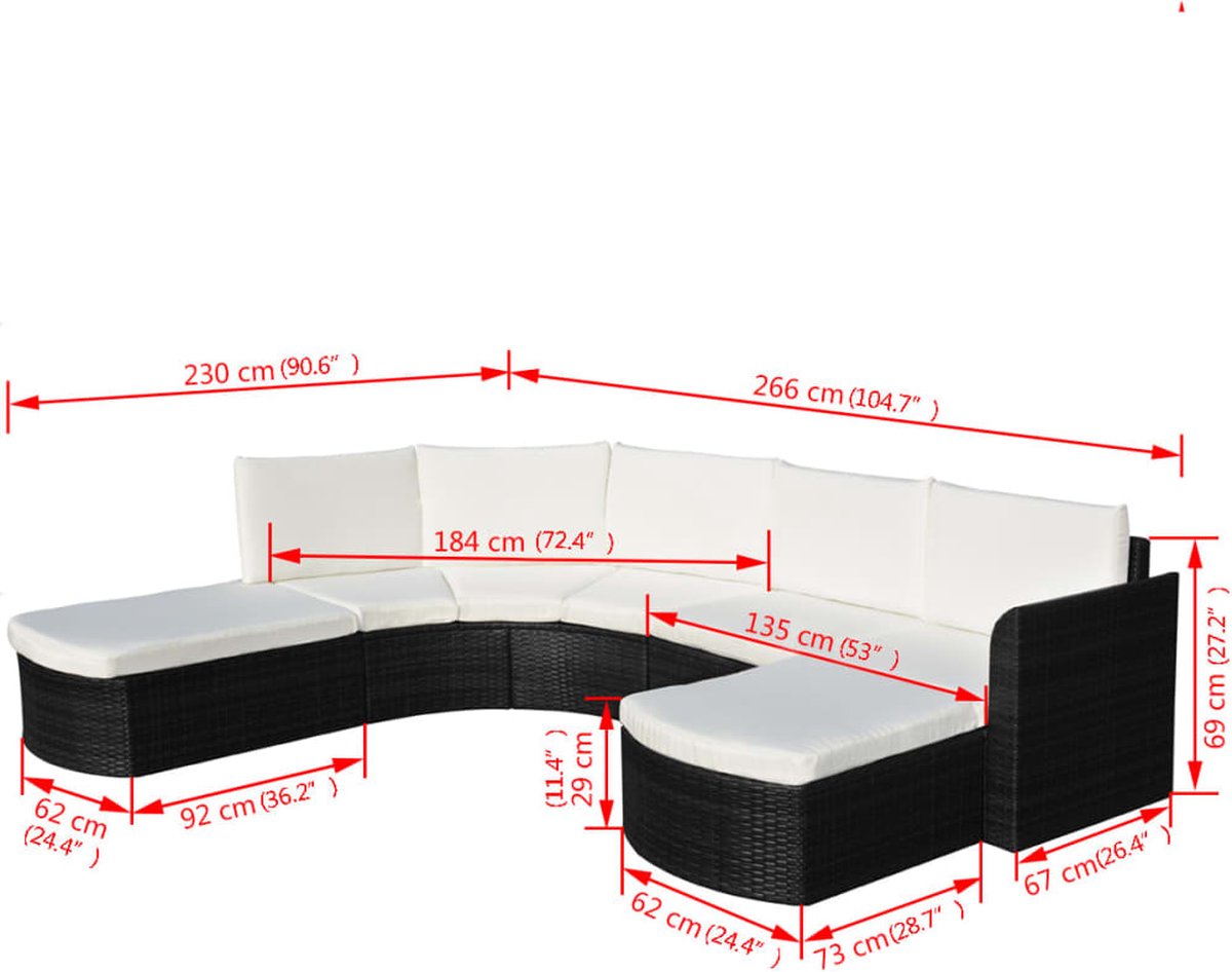 Vidaxl 4-delige Loungeset Met Kussens Poly Rattan - Zwart