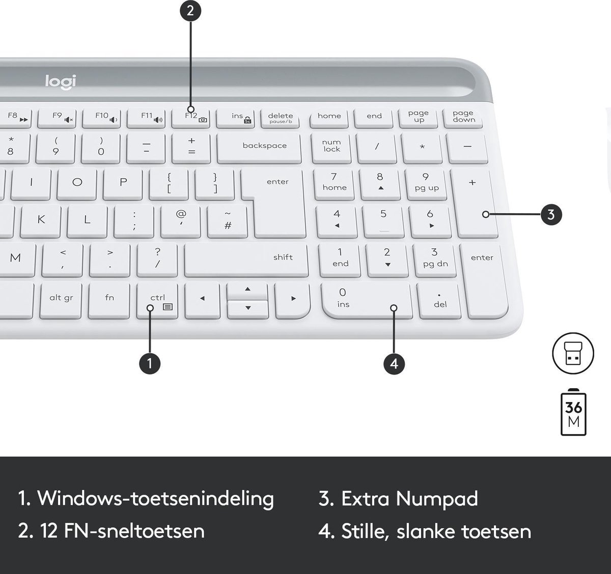 Logitech MK470 Slim Draadloos Toetsenbord en Muis QWERTY - Wit