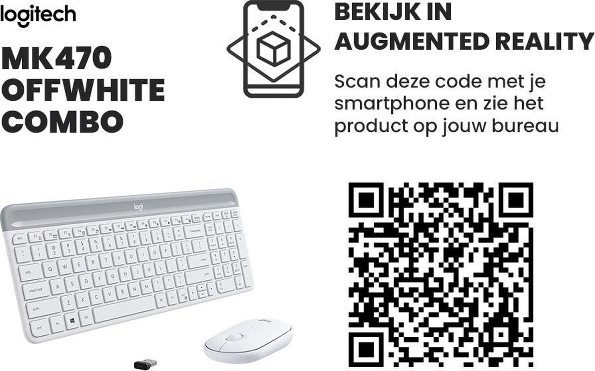 Logitech MK470 Slim Draadloos Toetsenbord en Muis QWERTY - Wit