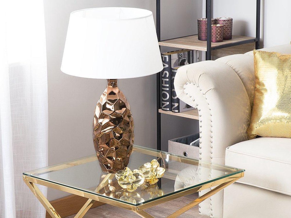 Beliani Tori Tafellamp Keramiek 37 X 37 Cm - Bruin