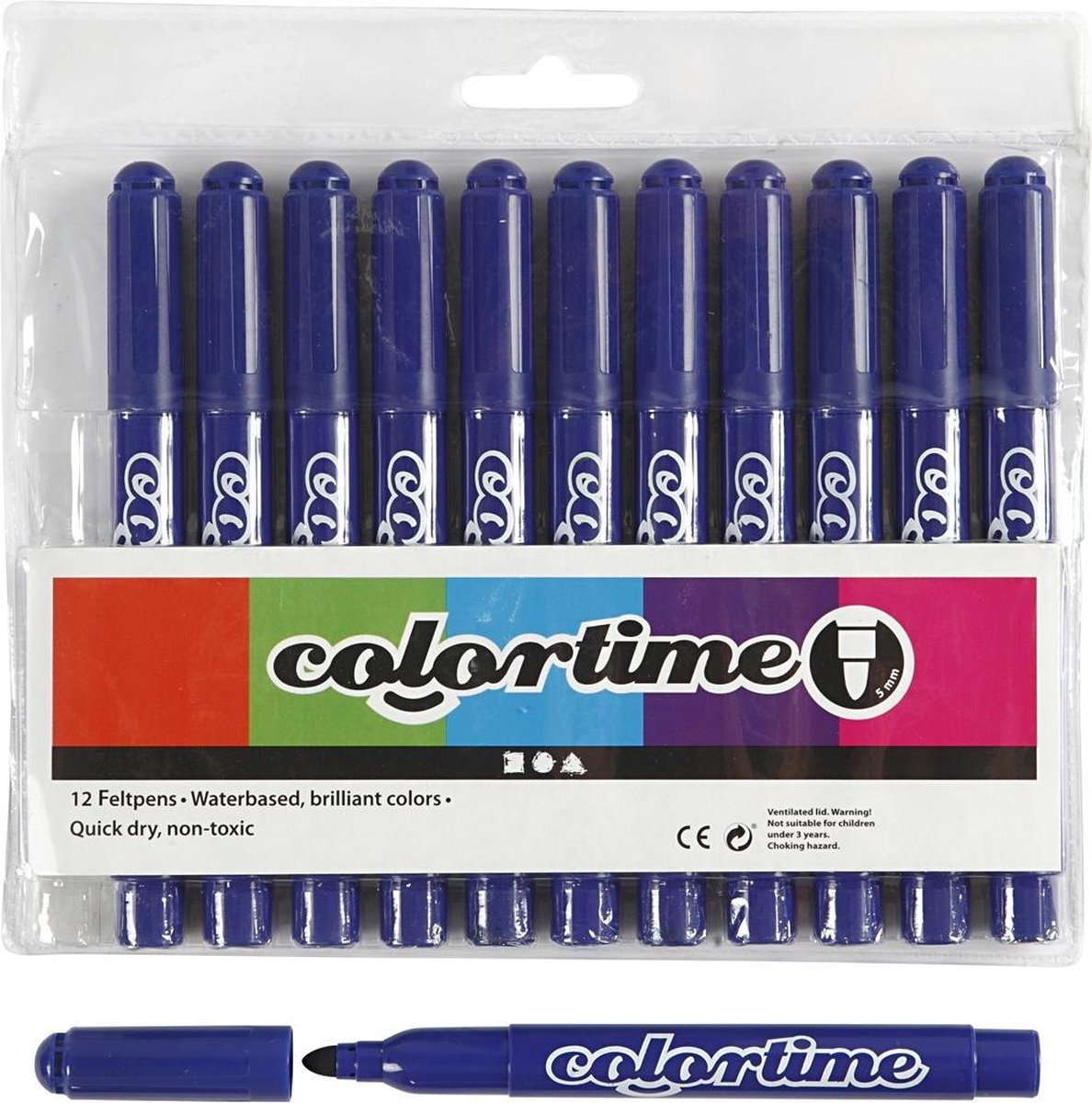 Colortime Stiften Lijndikte 5 Mm Donker 12 Stuks - Blauw