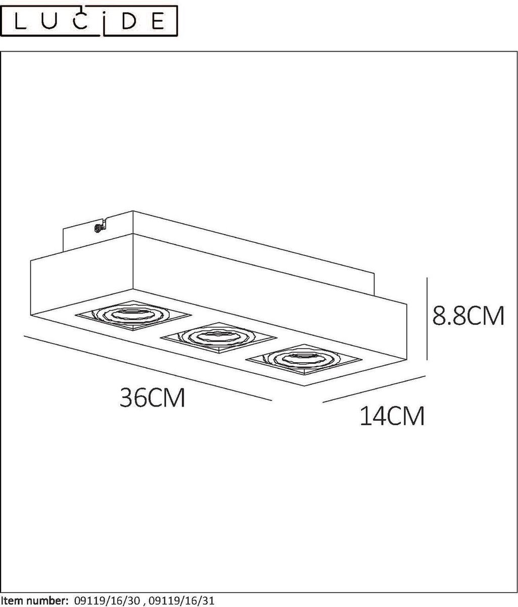 Lucide Xirax Plafondlicht 3xgu10/5w Led Dtw - Zwart