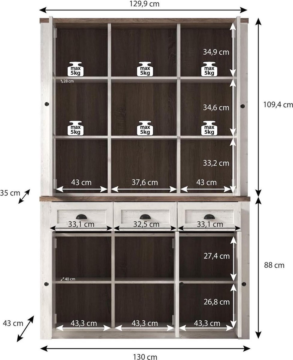 Meubella - Buffetkast Parello 7 130 Cm - Groen