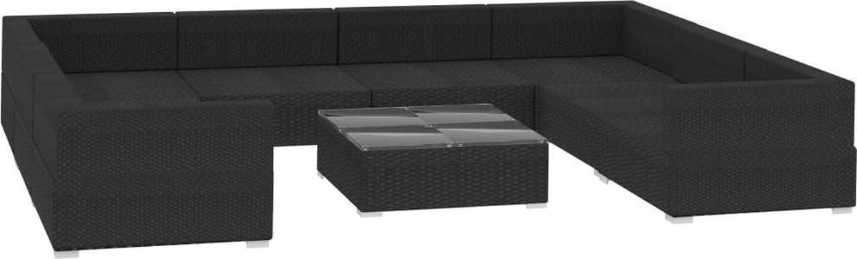 Vidaxl 9-delige Loungeset Met Kussens Poly Rattan - Zwart