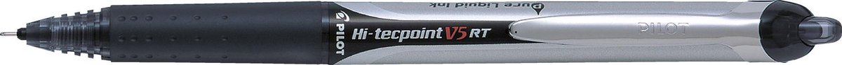 Pilot Roller Hi-tecpoint V5 En V7 Retractable V5, Schrijfbreedte 0,25 Mm, - Zwart