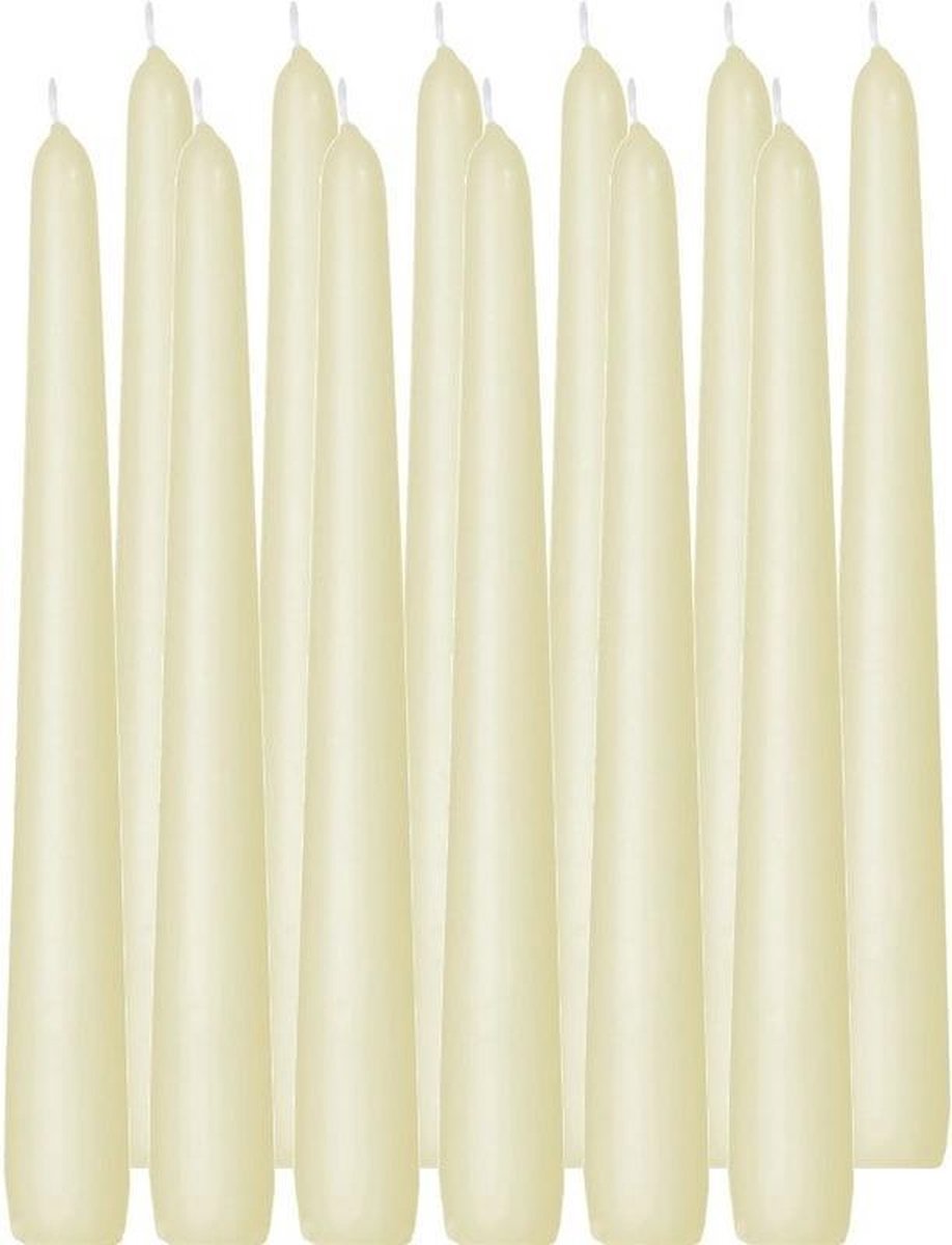 Trend Candles 12x Ivoorte Dinerkaarsen 25 Cm 8 Branduren - Geurloze Kaarsen - Tafelkaarsen/kandelaarkaarsen - Wit