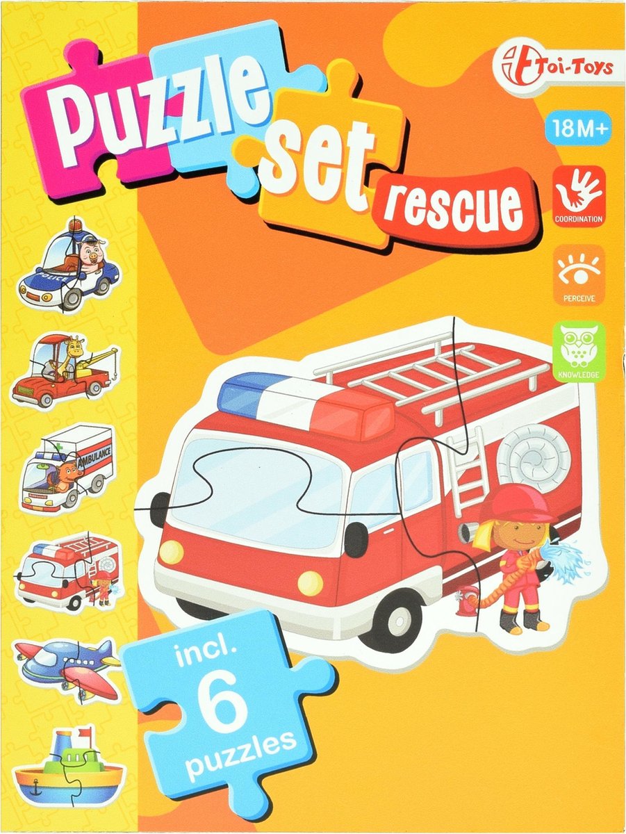 Toi-Toys Hulpdiensten Puzzelset Incl 6 Puzzels