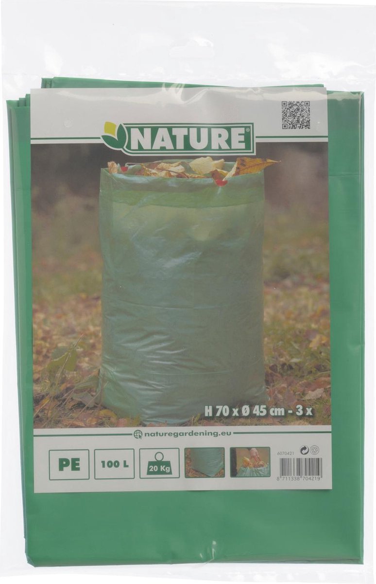 Nature Tuinafvalzak 100 L H70x Dia. 45cm Set A 3 Stuks - Groen