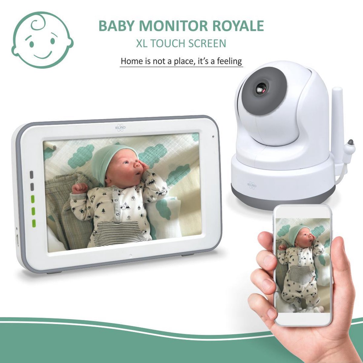 ELRO Bc3000 Babyfoon Royale - Met 12,7 Cm Touchscreen Monitor Hd- & App - Wit