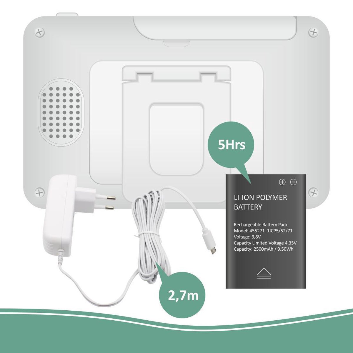 ELRO Bc3000 Babyfoon Royale - Met 12,7 Cm Touchscreen Monitor Hd- & App - Wit