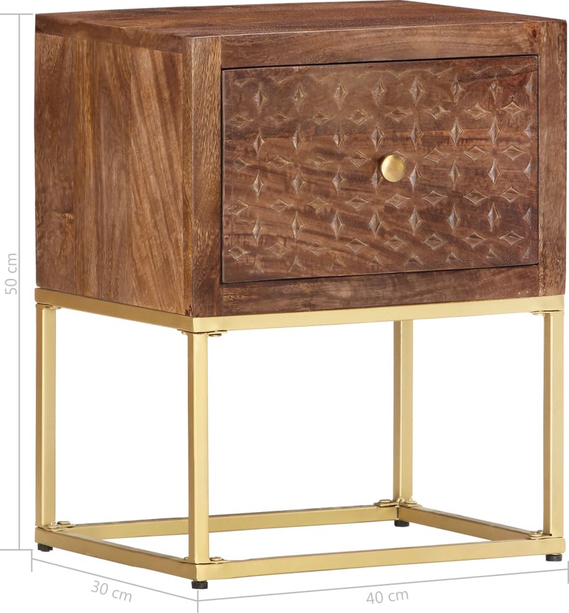 Vidaxl Nachtkastje 40x30x50 Cm Massief Mangohout - Bruin