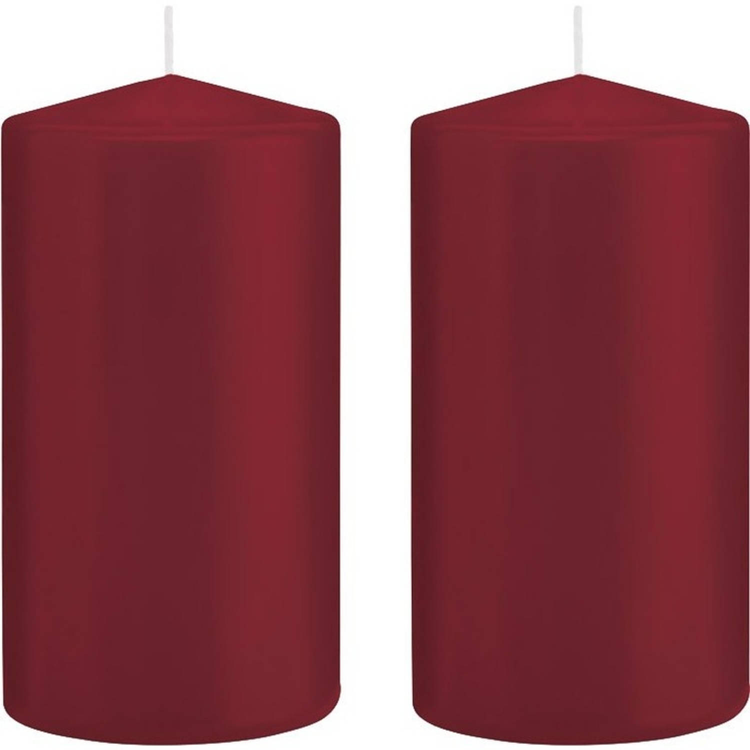 Trend Candles 2x Bordeauxrode Cilinderkaarsen/stompkaarsen 8 X 15 Cm 69 Branduren - Geurloze Kaarsen - Woondecoraties - Rood