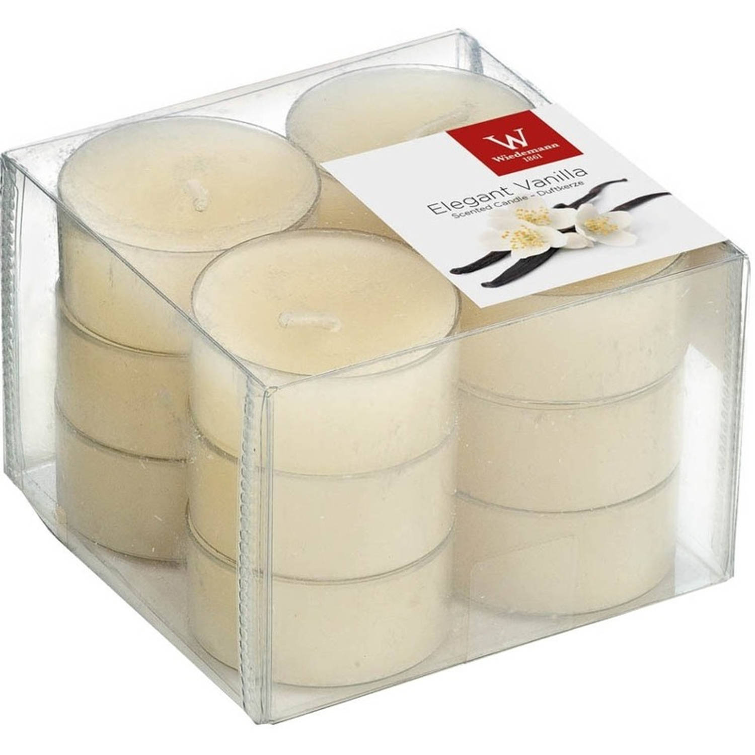 Trend Candles 12x Geurtheelichtjes Vanille/cremewit 4 Branduren - Geurkaarsen Vanillegeur - Waxinelichtjes