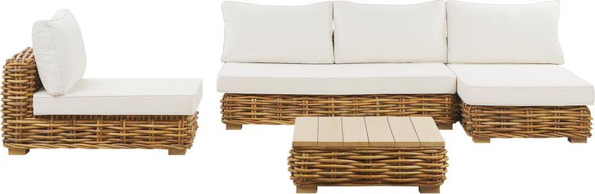 Beliani Varallo Loungeset Rotan 160 X 240 Cm - Beige