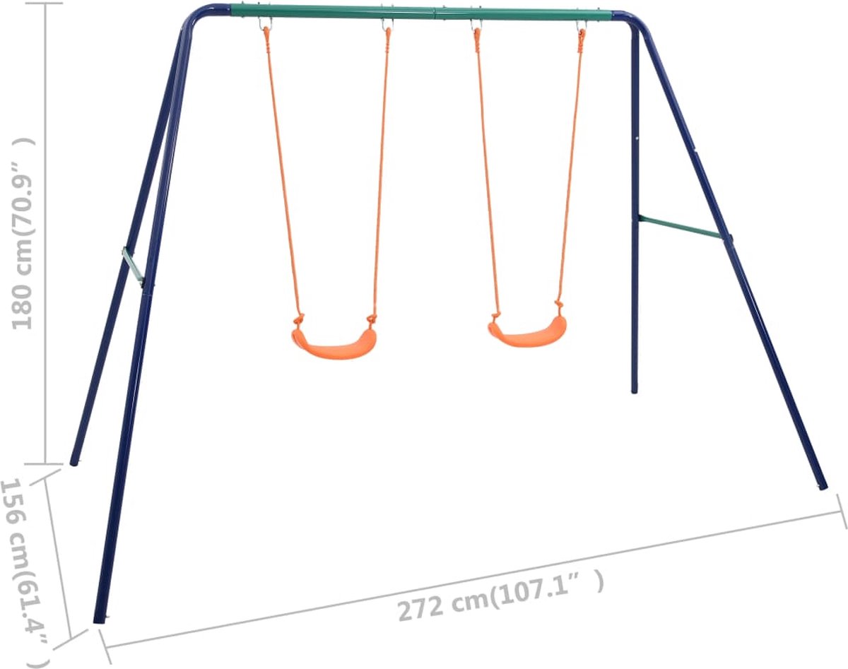 Vidaxl Schommelset Met 2 Zitjes Staal - Oranje
