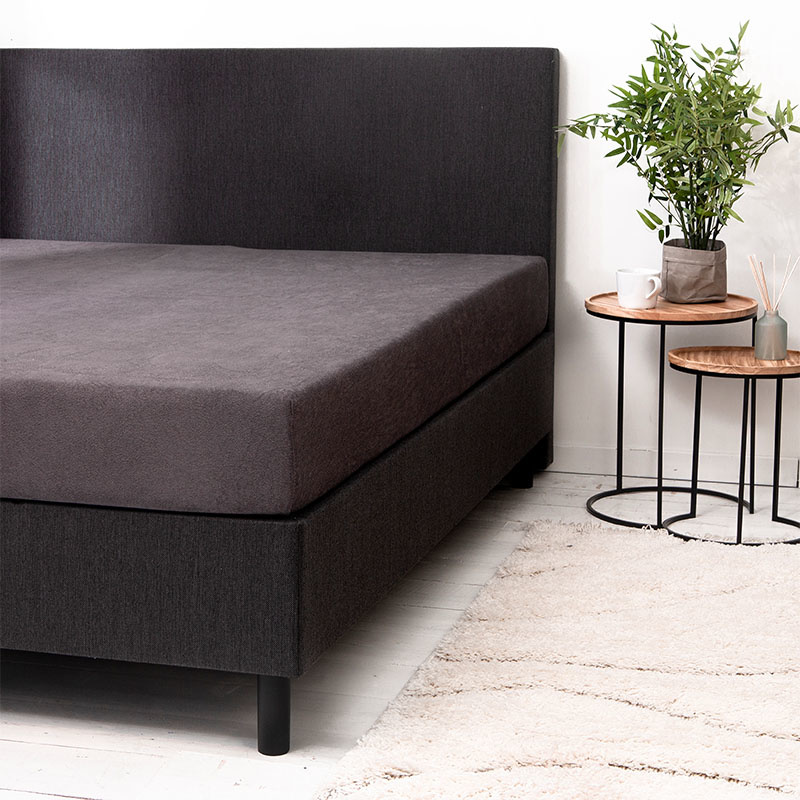 Fresh & Co Luxe Badstof Hoeslaken - Antraciet Afmeting: 160 x 200/210/220 cm