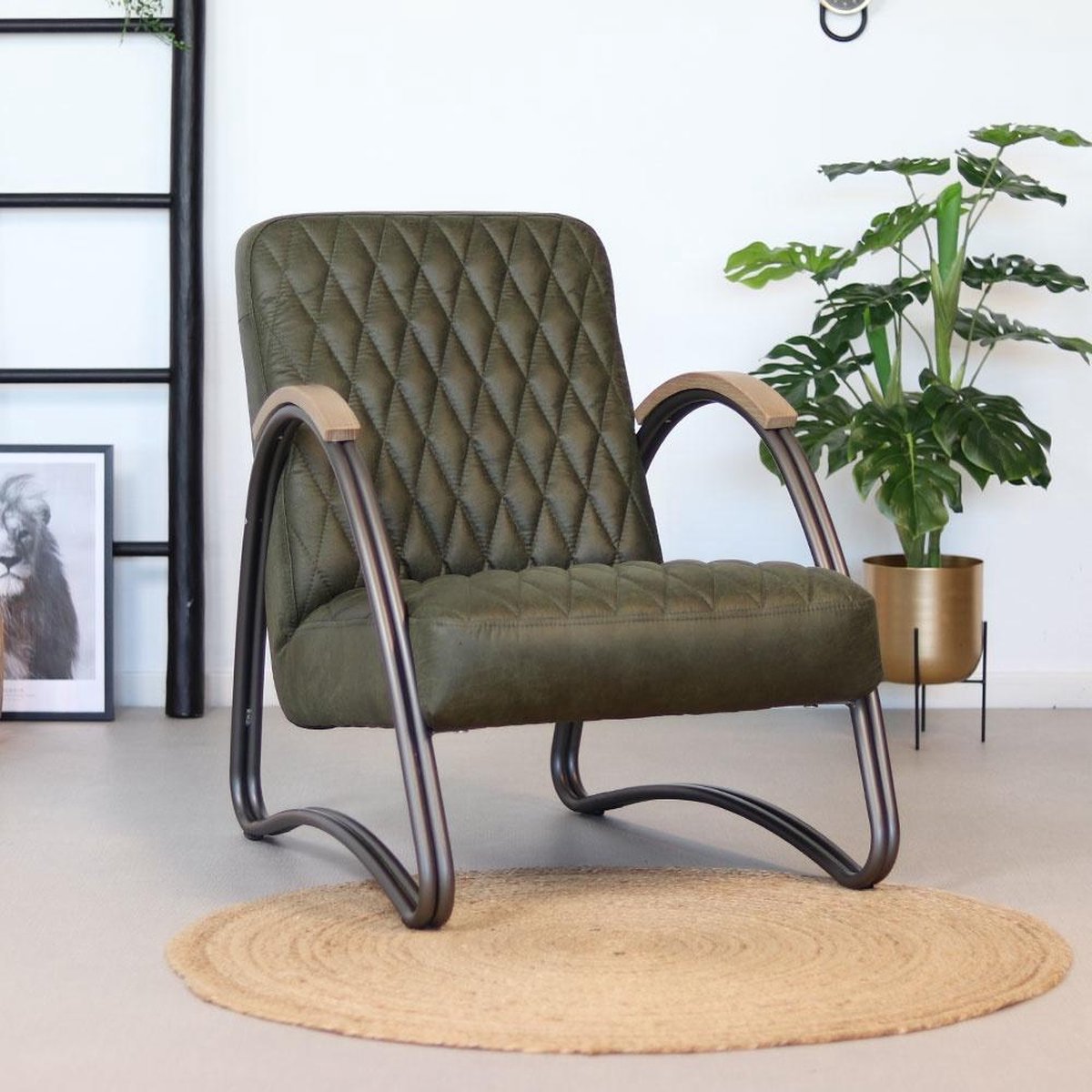 Bronx71 Industriële Fauteuil Ivy Eco-leer - Groen