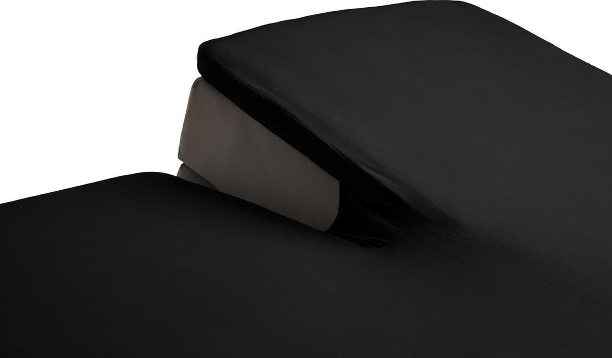 Beddinghouse Percale Katoen Split-topper Hoeslaken - 100% Percale Katoen - Lits-jumeaux (180x210/220 Cm) - Black - Zwart