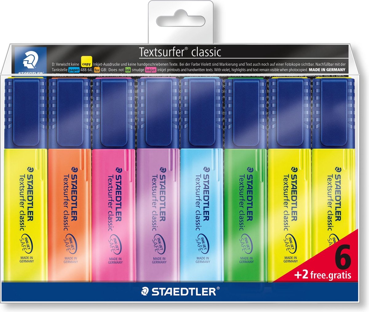 Staedtler Markeerstift Textsurfer Classic Etui Van 8 Stuks: Geel, Oranje,, Paars, Blauw, Groen En... - Roze